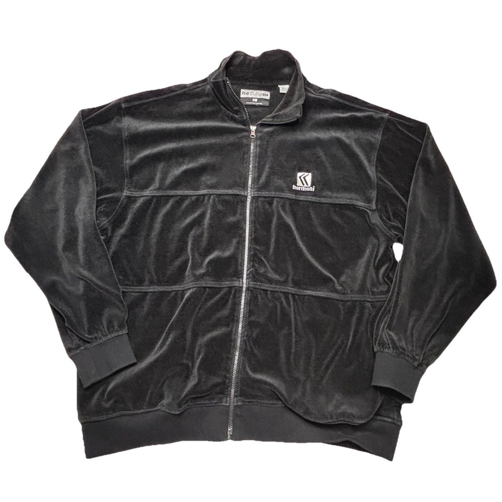 Vintage Y2K Karl Kani Velour Track Jacket Black Mens‎ Large Hip Hop